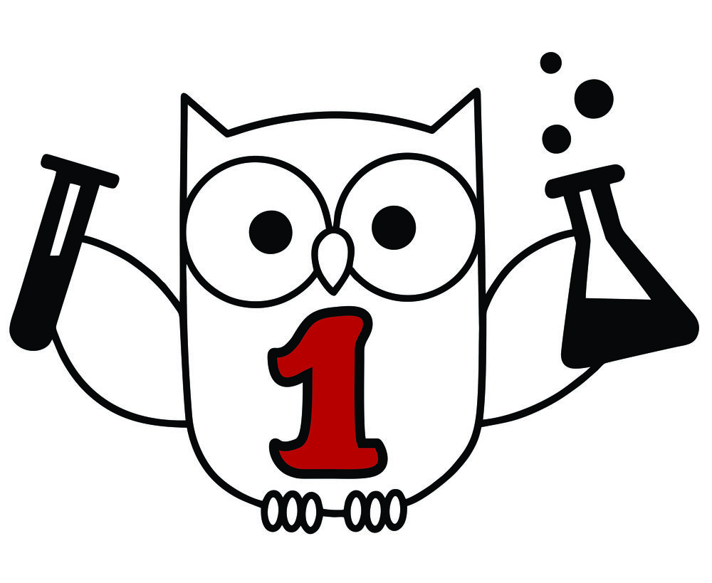 Cute owl with science tools
