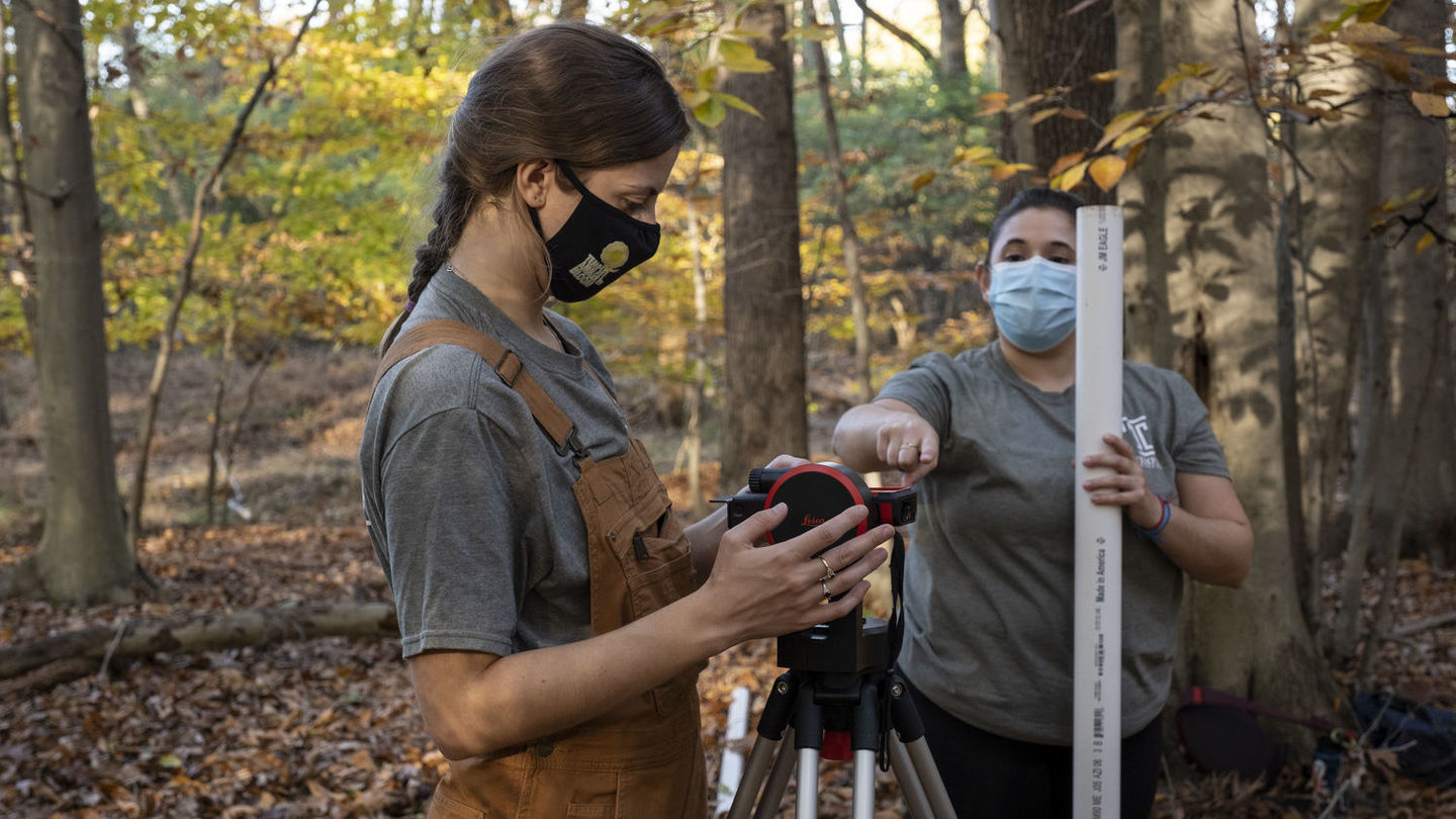 Students doing research at Ambler Field Station.