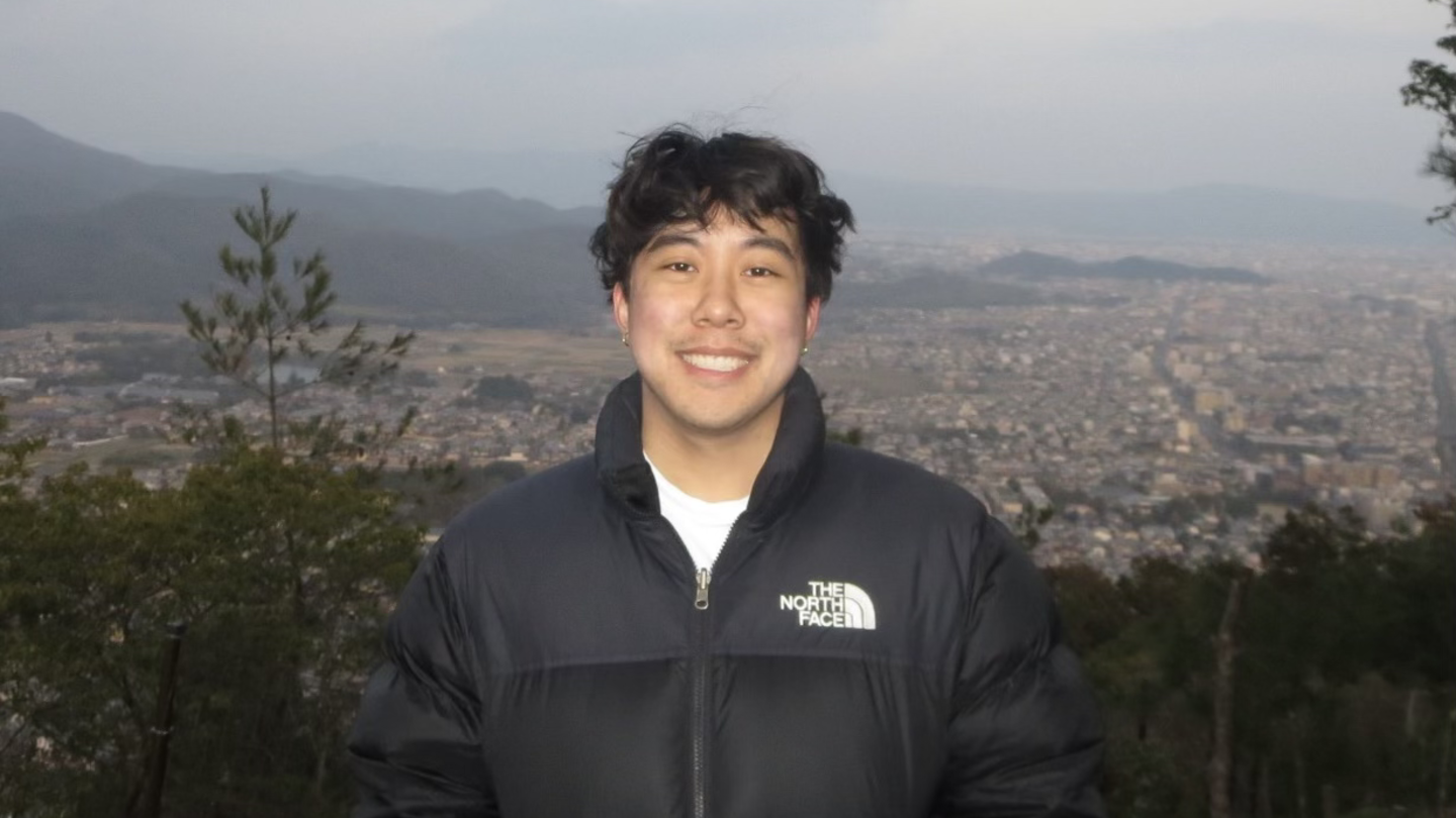 Andrew Tran at a mountain in Arashiyama, Kyoto